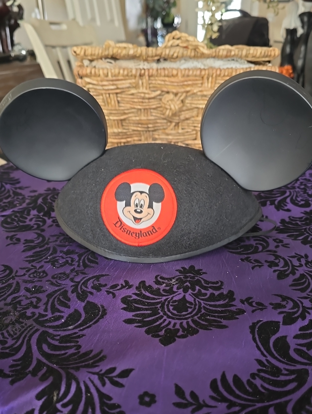 Vintage Disney Black Mickey Ear Hat with Red Logo Patch